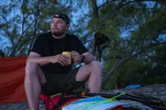 An early morning drink at camp