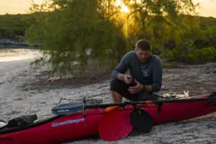 Preparing the kayak on the beach