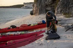 Unpacking at the beach camp