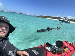 A kayak selfie with the swimming pigs