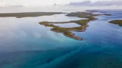 An aerial view of the islands and mangroves