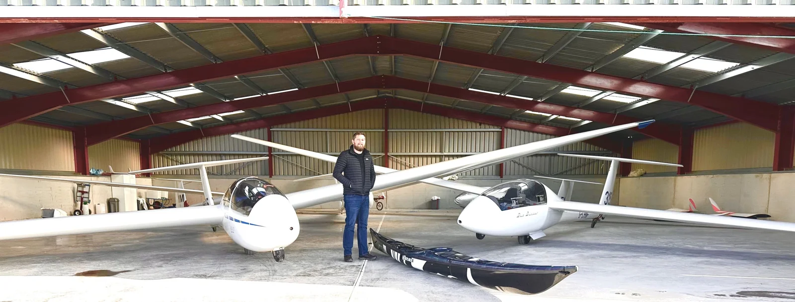 Gary beside a glider